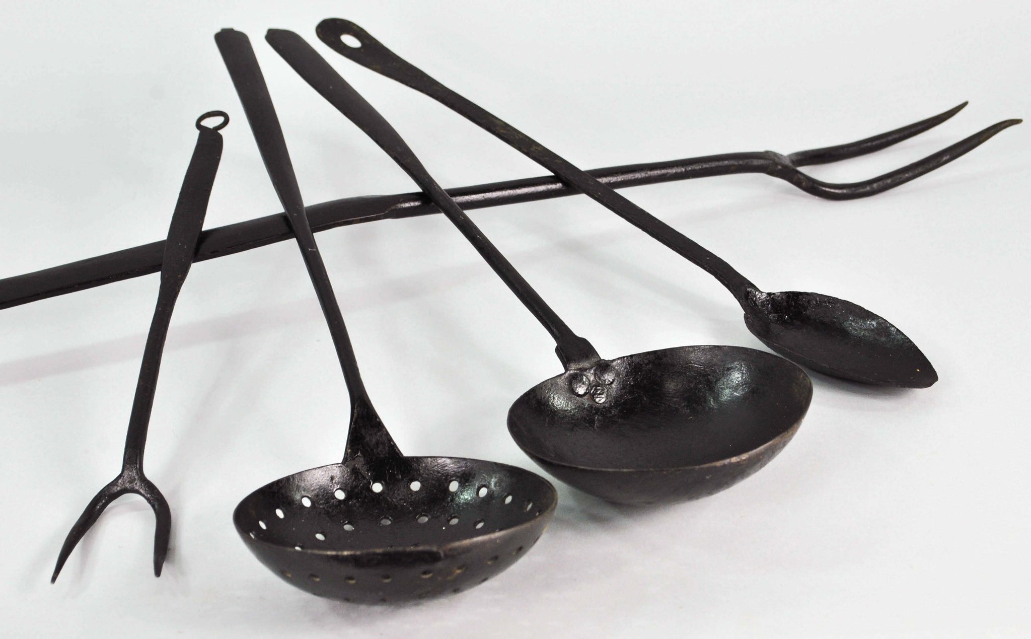 Five Vintage  Wrought Iron Cooking Utensils Kitchen Blacksmith Fire