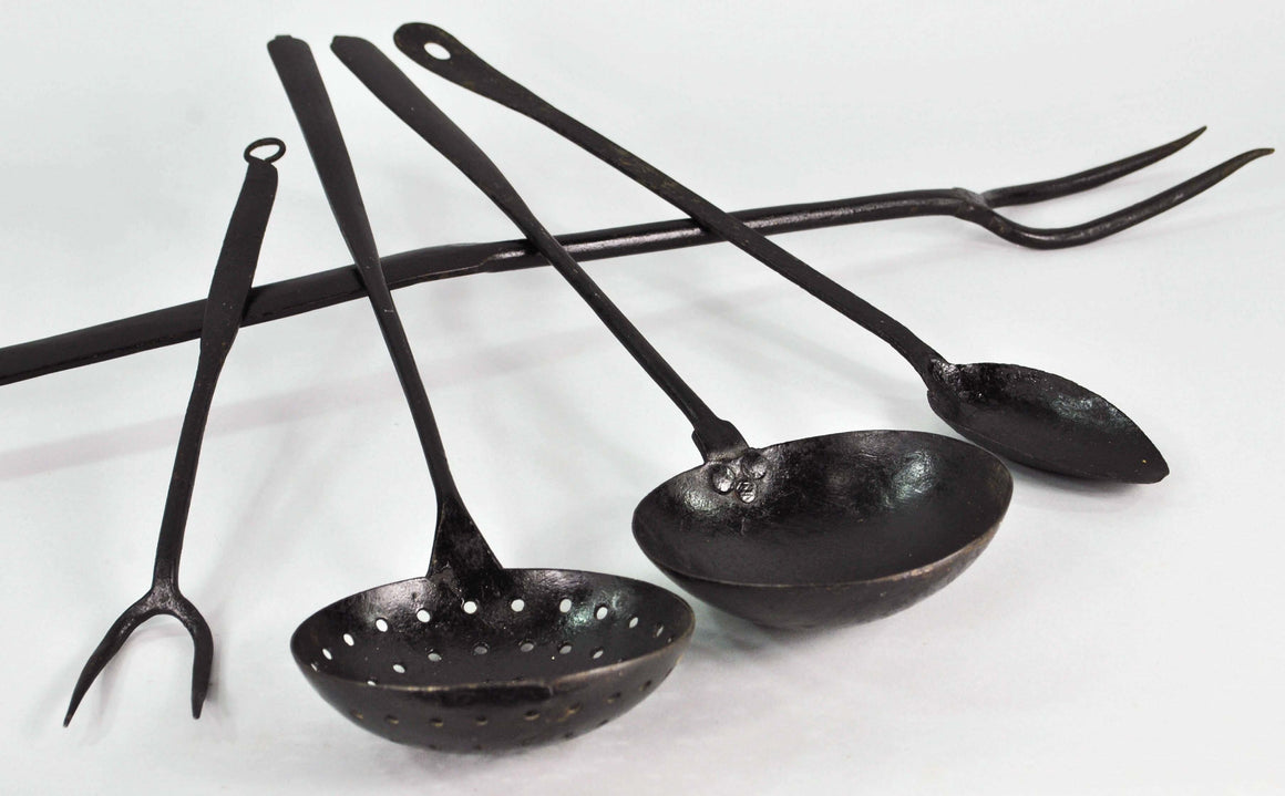 Five Vintage  Wrought Iron Cooking Utensils Kitchen Blacksmith Fire