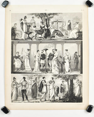 Grecian Costumes Culture Philosopher War Leader Antique Print 1857