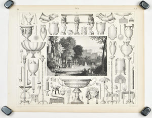 Philosopher's Garden Athens Greek Tools Furniture Antique Print 1857