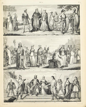 Costumes of Central Europe Charlemagne Antique Print 1857