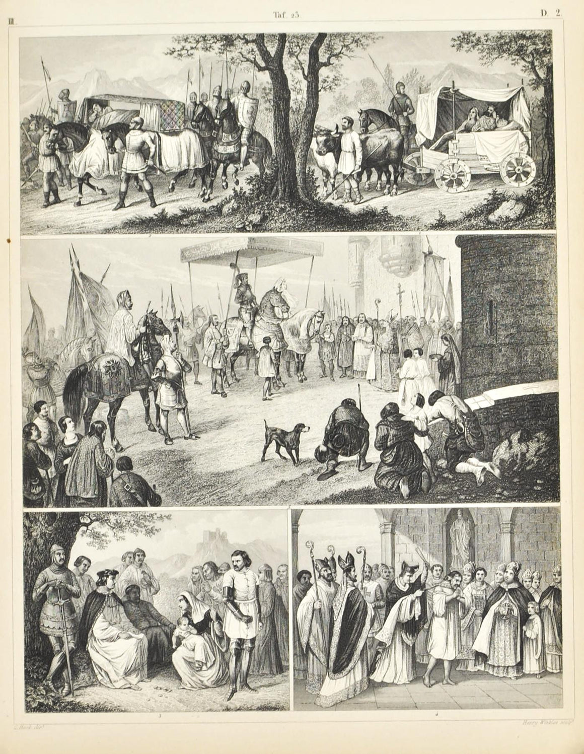 Frankish Kings St. Louis Punishment Antique Print 1857