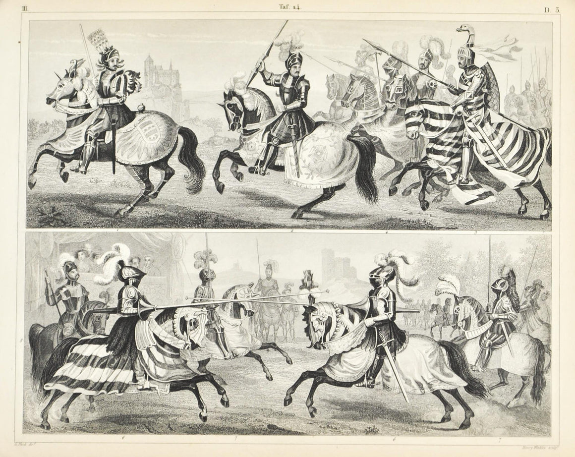 Knights Kings Armor Emperor Maximilian Antique Print 1857