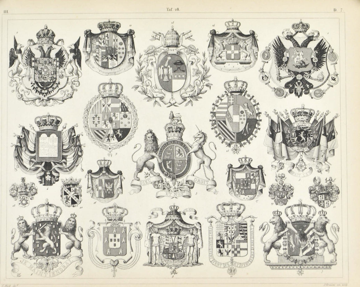 Coat of Arms Antique Print 1857 A