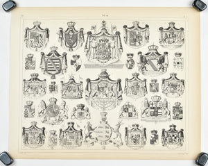 Coat of Arms Antique Print 1857 B