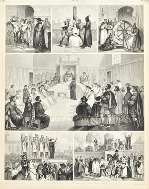 Inquisition Punishment Torture Auto-da-fe Antique Print 1857