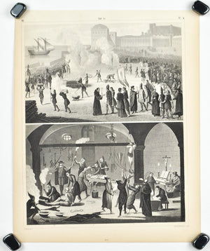 Inquisition Punishment Torture Auto-da-fe Antique Print 1857