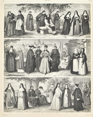 Monk Nun Priest Missionary Antique Print 1857