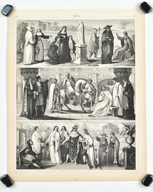 Nun Knight Templar Antique Print 1857