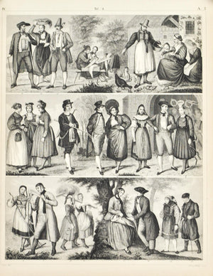 Hessians Bavarians Prussians Black Forest Baden Antique Print 1857