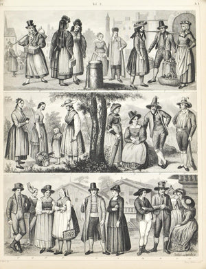 People of Holstein Tyrol Austria Bohemia Antique Print 1857