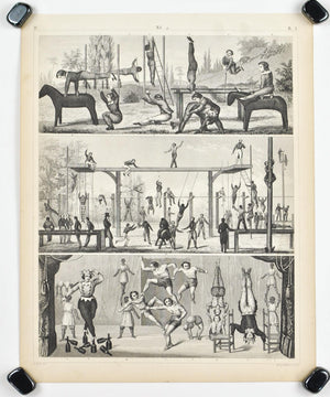 Aerobics Gymnastics Circus Feats Antique Print 1857