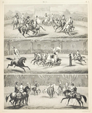 Chariot Horses Equestrian Feats Antique Print 1857