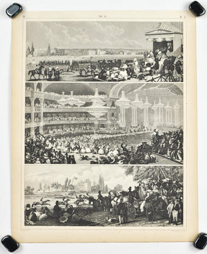 Horse Races Masked Ball Antique Print 1857