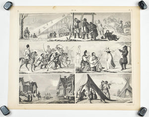Russian Sleighing Festivity Antique Print 1857