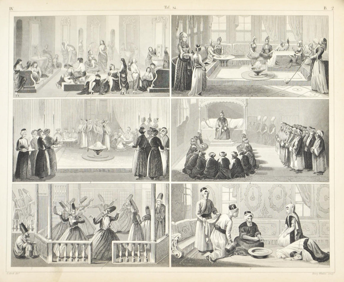 Middle East Culture and Activities Antique Print 1857