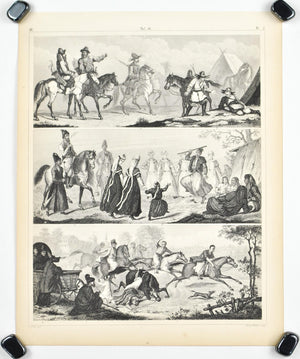 Middle East Culture and Dress Activities Antique Print 1857