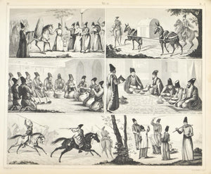 Middle East Culture Wedding Music Meal Games Punishment Antique Print 1857