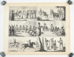 Middle East Culture Wedding Music Meal Games Punishment Antique Print 1857