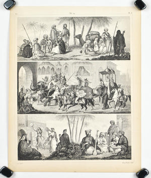 Arabian Music and Dance Nomades Bedouin Antique Print 1857