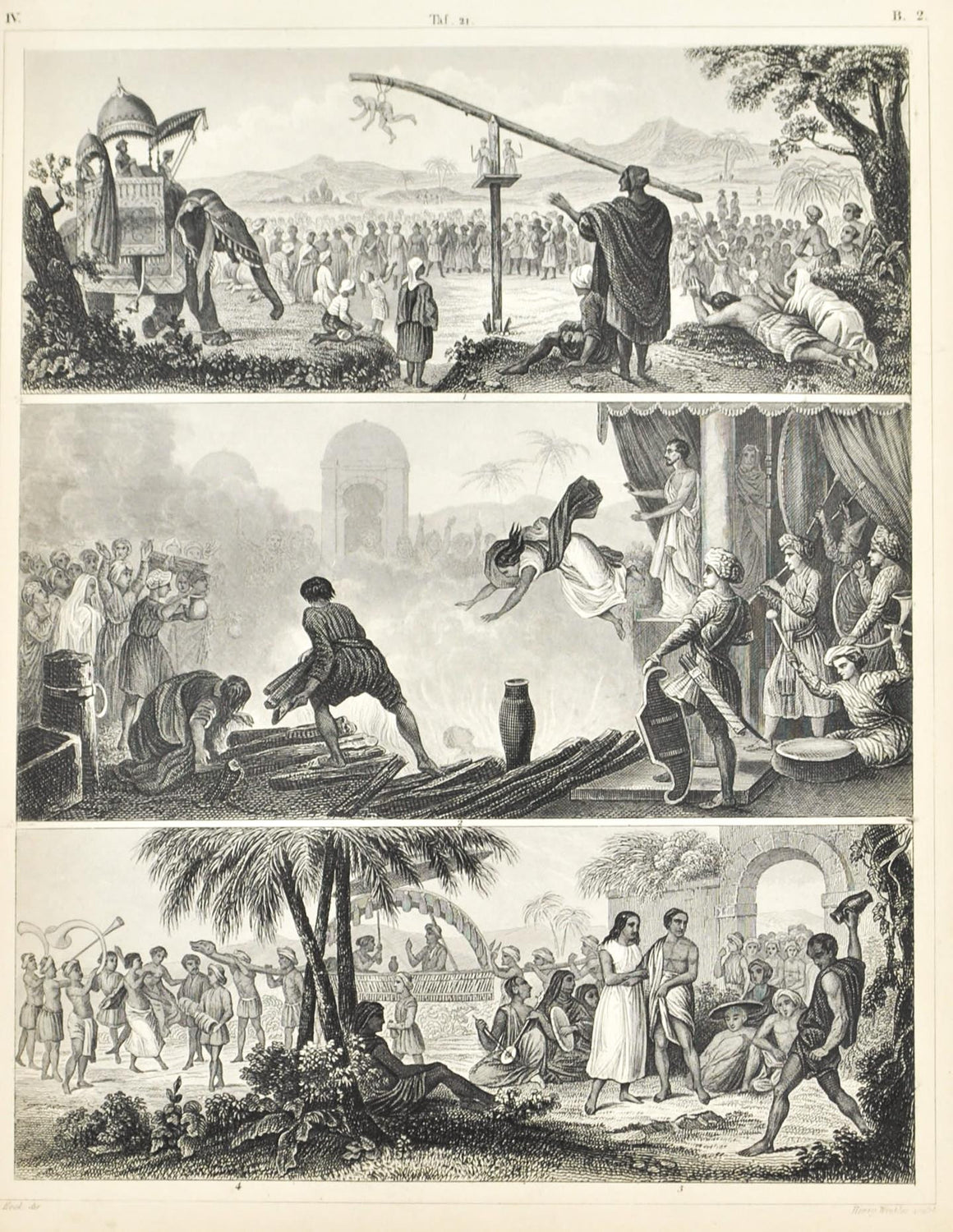 Penitent Hindu Fanatic Indian Gypsies Wedding Antique Print 1857