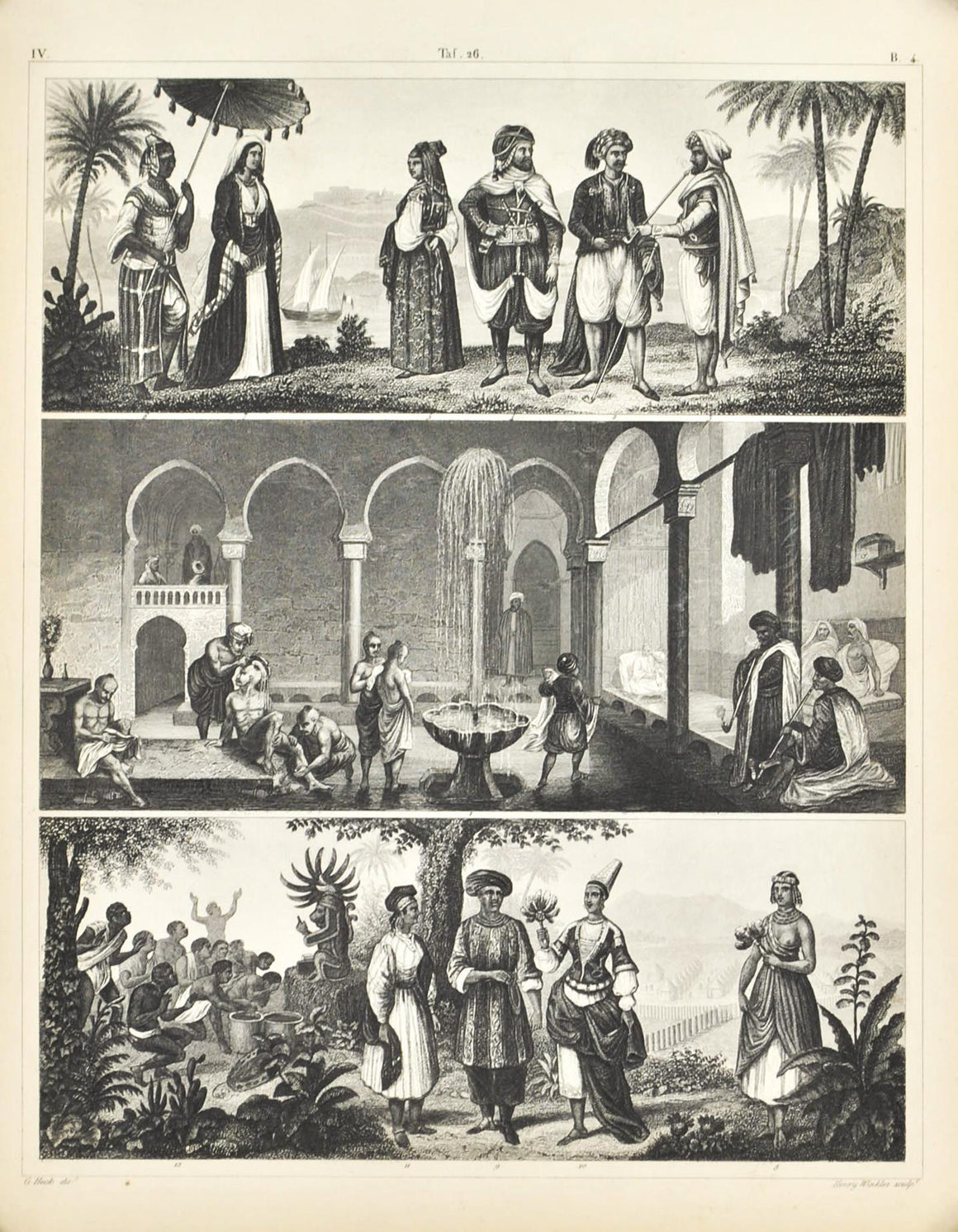 Moorish Baths Algiers Cairo Central Africa Antique Print 1857