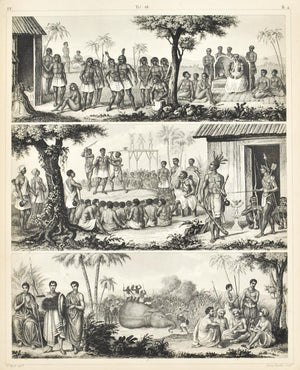 African Culture Dress Rituals Antique Print 1857