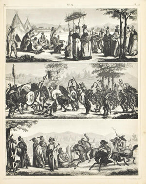 Sports of Indian Tribes Antique Print 1857