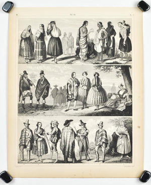 Central and South Amerian Culture and Dress Antique Print 1857