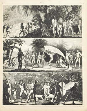 Brazilian Indians Duels Combat Botocudos Antique Print 1857