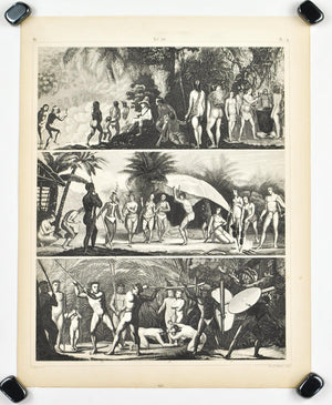 Brazilian Indians Duels Combat Botocudos Antique Print 1857
