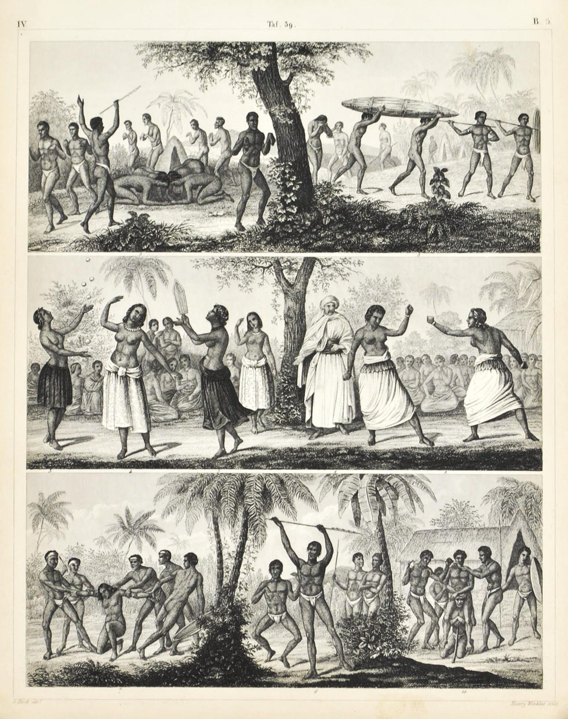 Tonga Islands Australian Aborigines Antique Print 1857