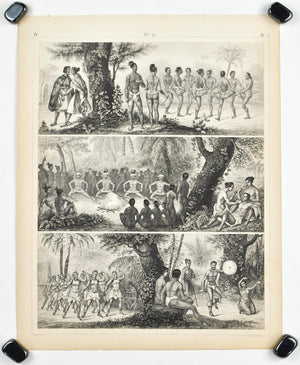 Aborigines New Zealand Tattooing Australian Antique Print 1857