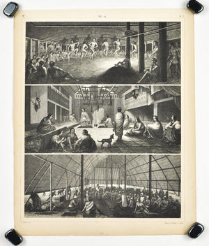 Samoan Dance Chinooks Drummond's Island Antique Print 1857