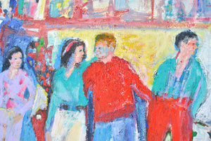 Young & Happy People Portrait Oil Painting by Vivian Sadin Bright Red Colors