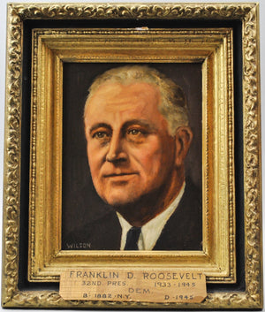 Fred Wilson - President Franklin D. Roosevelt - Signed Oil on Board - 1962