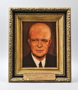 Fred Wilson - President Dwight D. Eisenhower - Signed Oil on Board - 1962