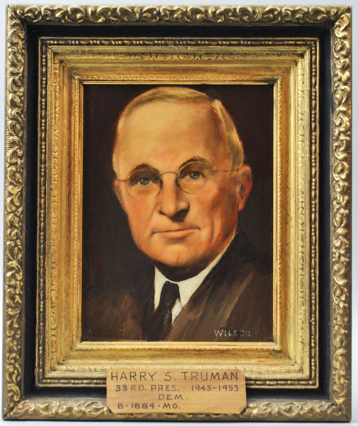 Fred Wilson - President Harry S. Truman - Signed Oil on Board - 1962