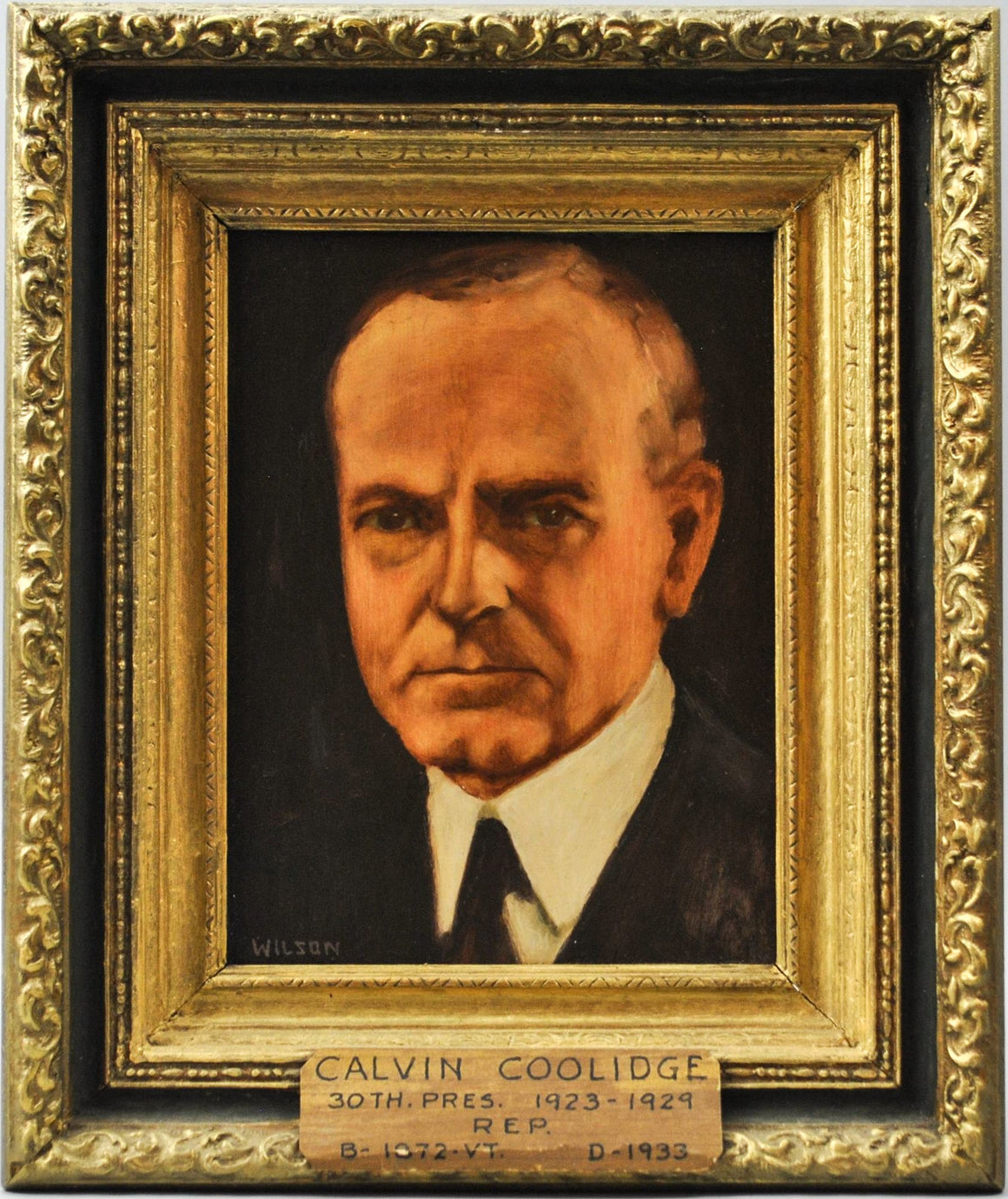 Fred Wilson - President Calvin Coolidge - Signed Oil on Board - 1962