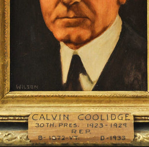 Fred Wilson - President Calvin Coolidge - Signed Oil on Board - 1962