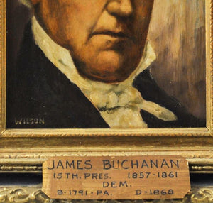 Fred Wilson - President James Buchanan - Signed Oil on Board - 1962