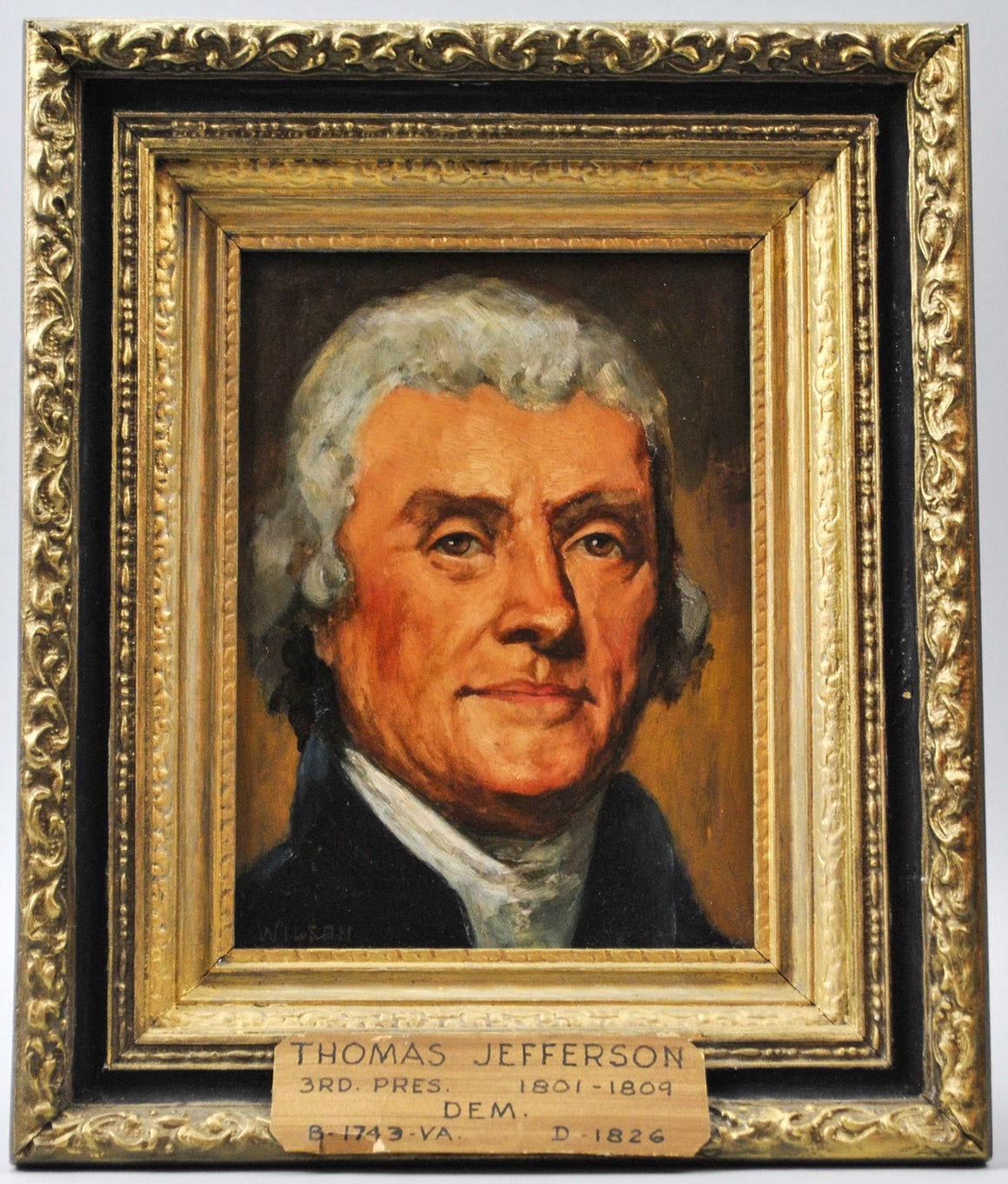 Fred Wilson - President Thomas Jefferson - Signed Oil on Board - 1962
