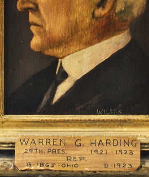 Fred Wilson - President Warren G. Harding - Signed Oil on Board - 1962