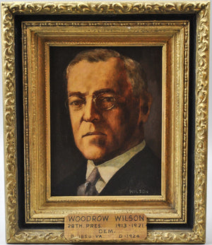 Fred Wilson - President Woodrow Wilson - Signed Oil on Board - 1962