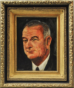 Fred Wilson - President Lyndon B. Johnson - Signed Oil on Board - 1962