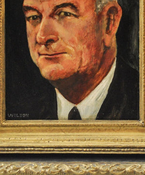Fred Wilson - President Lyndon B. Johnson - Signed Oil on Board - 1962