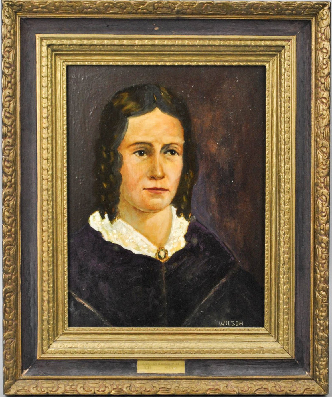 Fred Wilson -  First Lady Sarah Childress Polk - Signed Oil on Board - 1962
