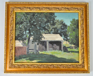 Bertram Bruestle - Rural Covered Building - Oil on Board - Old Lyme Connecticut