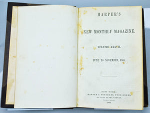 Harper's New Monthly Magazine Vol XXXVII Jun-Nov 1868