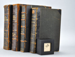 Antique Black Brown Leather Book Bundle Set, Shelf Decor, Home Accents Design